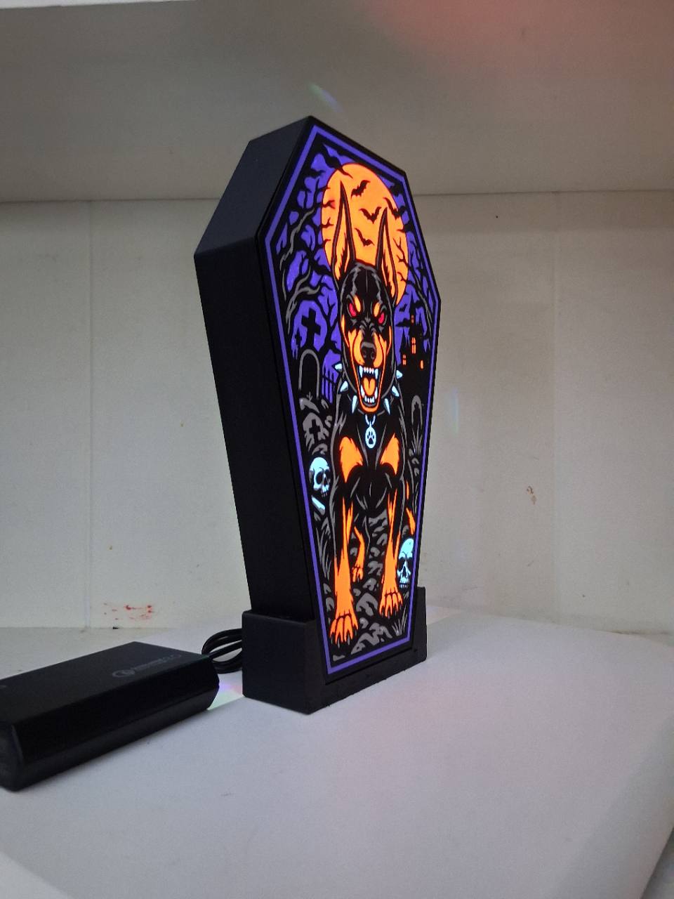Scarry Dog Coffin LED light box – custom 3D printed – Lit Layer Creations